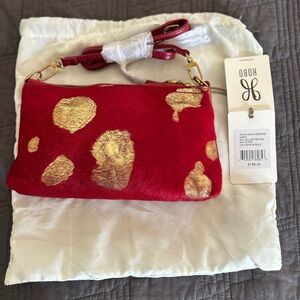 HOBO Darcy Gold Leaf Leather with Haircalf crossbody bag.